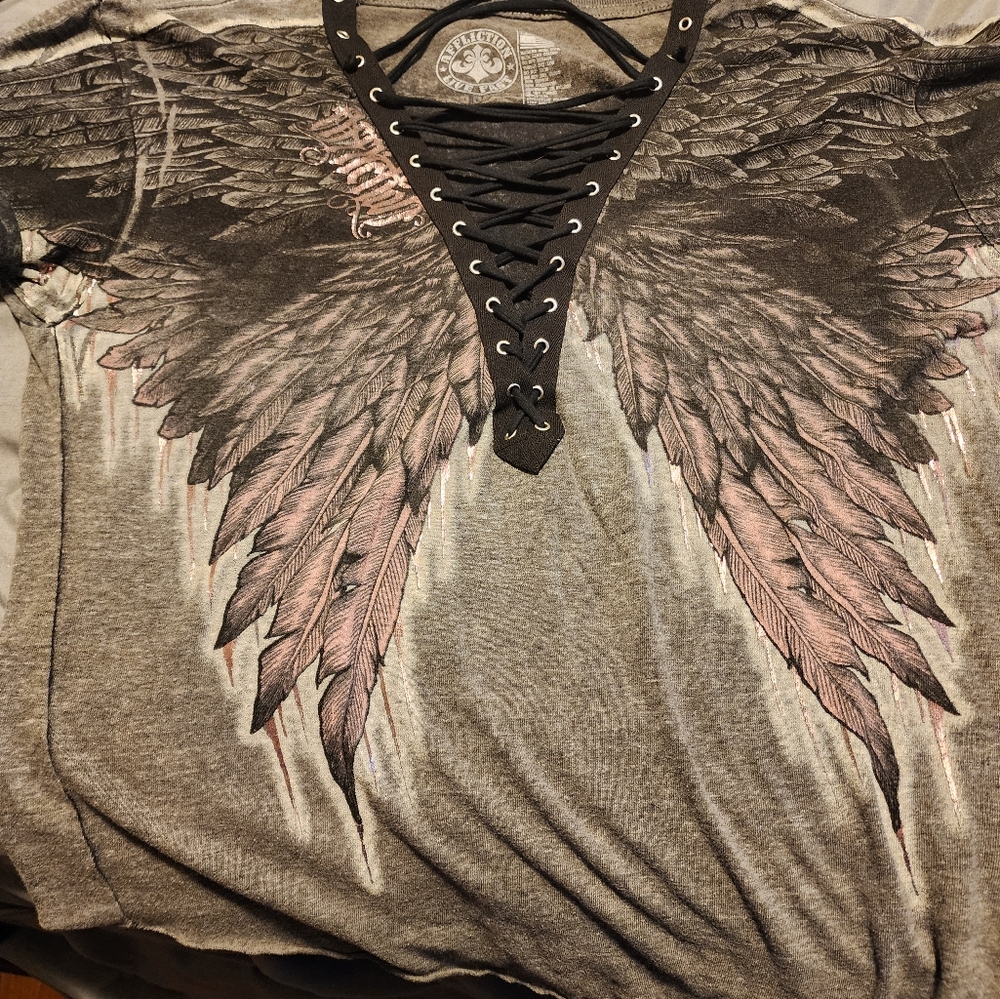 Women's Affliction tie up shirt